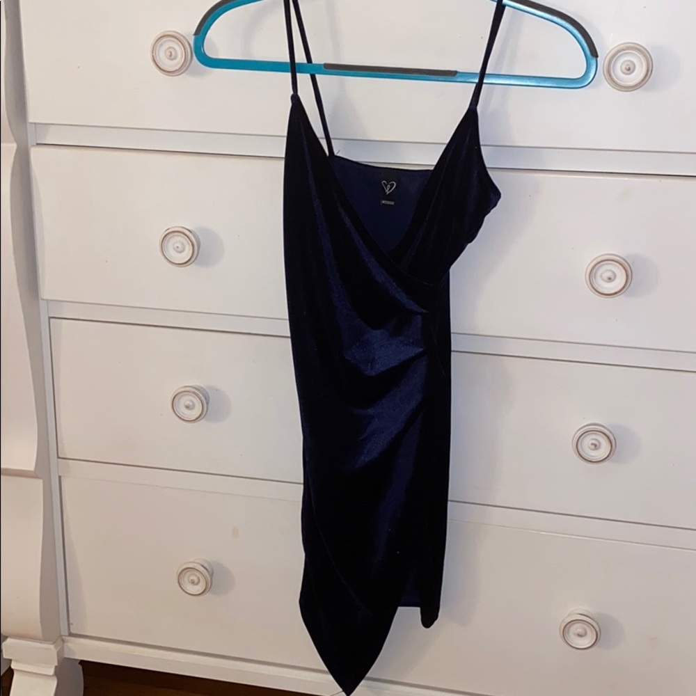 WINDSOR Navy Blue Wrap Mini Dress Size XS